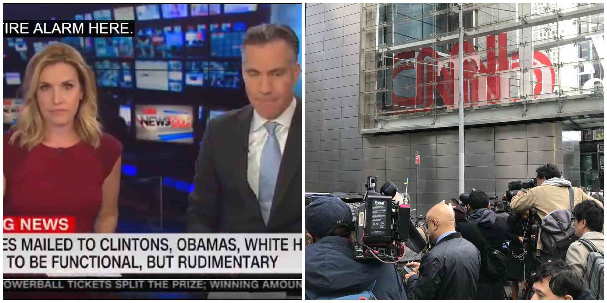 el momento en el que CNN paró su transmisión por una amenaza de bomba.