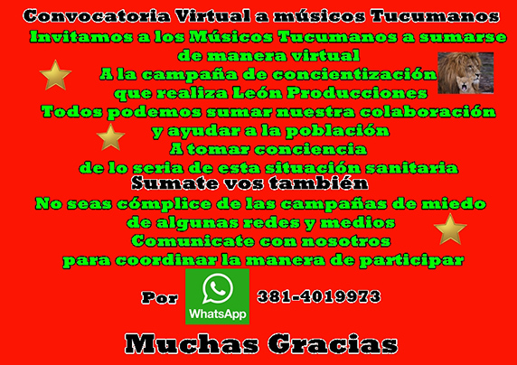 CONVOCATORIA VIRTUAL A MÚSICOS TUCUMANOS