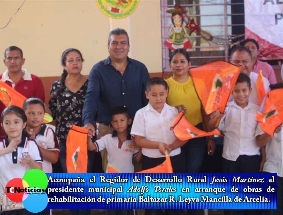 DAN BANDERAZO A OBRAS DE REHABILITACIÓN DE ESCUELA PRIMARIA EN ARCELIA.