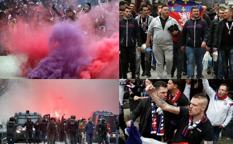 10 heridos y 5 detenidos en dos peleas entre ultras del Barça y del Olympique de Lyon