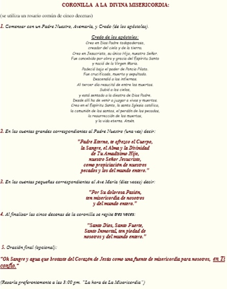  CORONILLA  A LA  DIVINA MISERICORDIA: