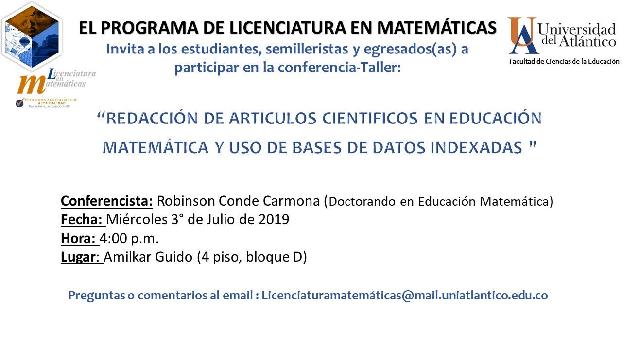 CONFERENCIA: REDACCIÓN DE ARTÍCULOS CIENTÍFICOS