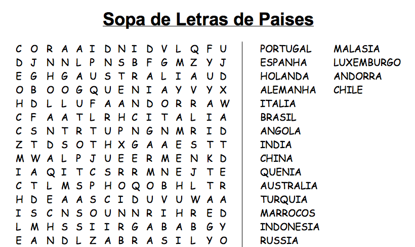 SOPA DE LETRAS