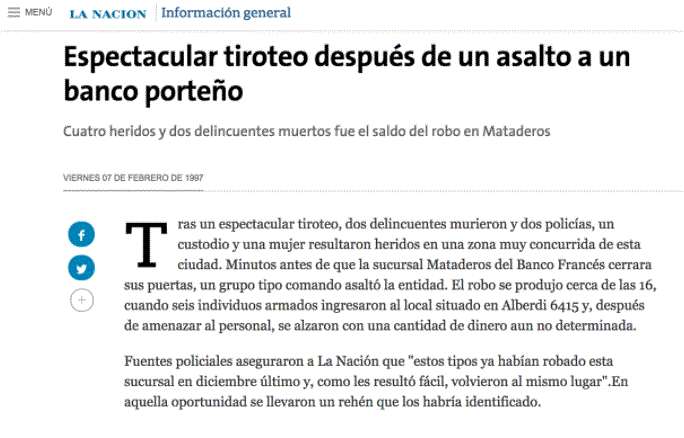 Espectacular tiroteo después de un asalto a un banco porteño