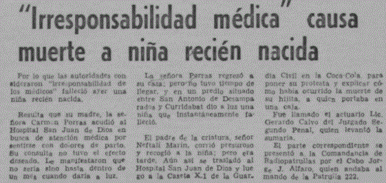 "Irresponsabilidad médica" causa muerte a niña recién nacida