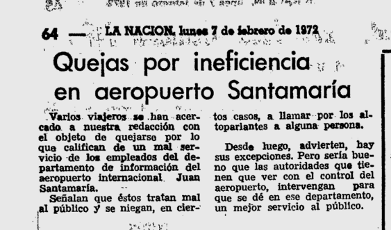 Quejas por ineficiencia en aeropuerto Juan Santamaria