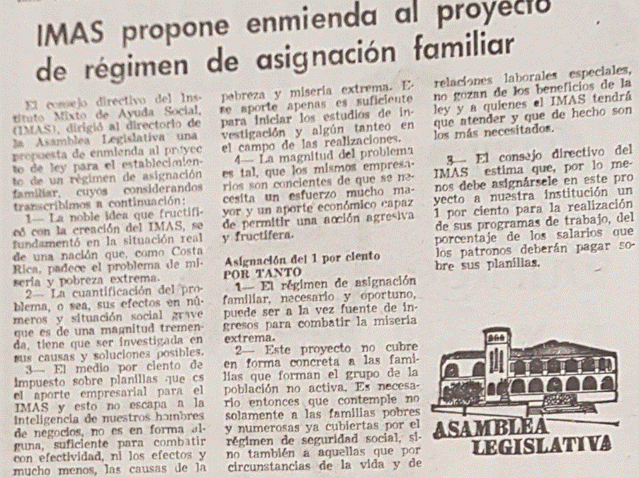 IMAS propone enmienda al proyecto de régimen de asignación familiar