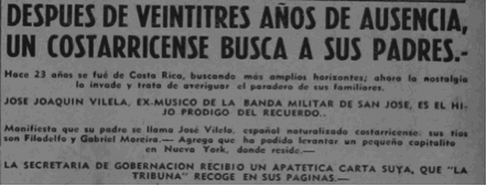 Después de veintitrés años de ausencia costarricense busca a sus padres 