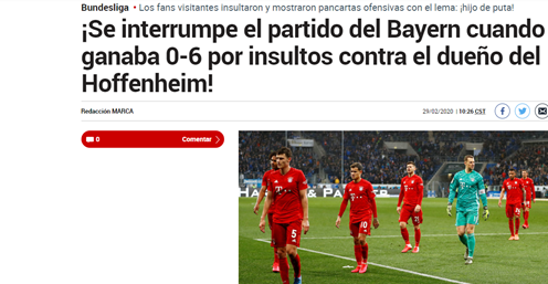 Se interrumpe el partido de Bayern