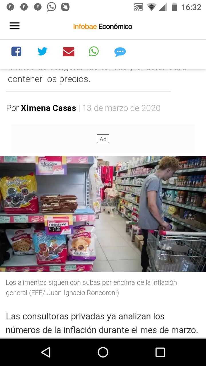 Sube la inflación en Argentina al 2,5% para el mes de marzo