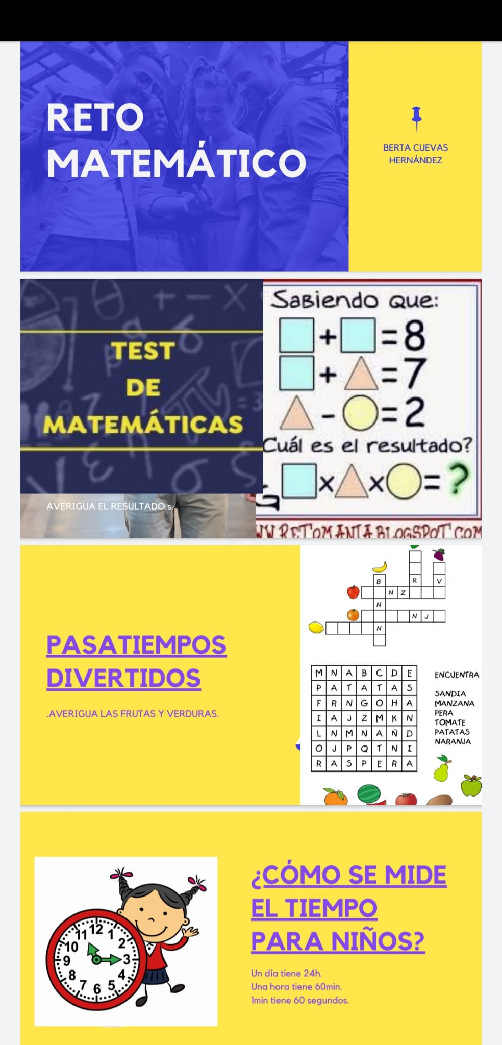 Test de matemáticas.