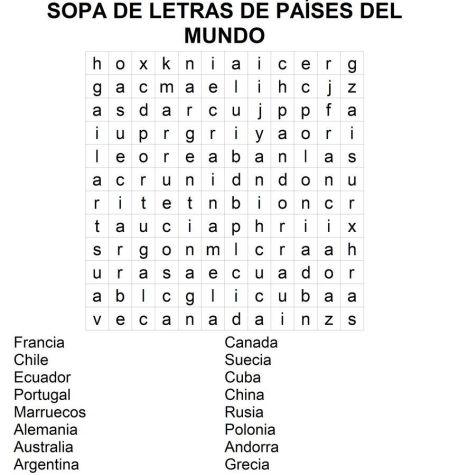 SOPA DE LETRAS