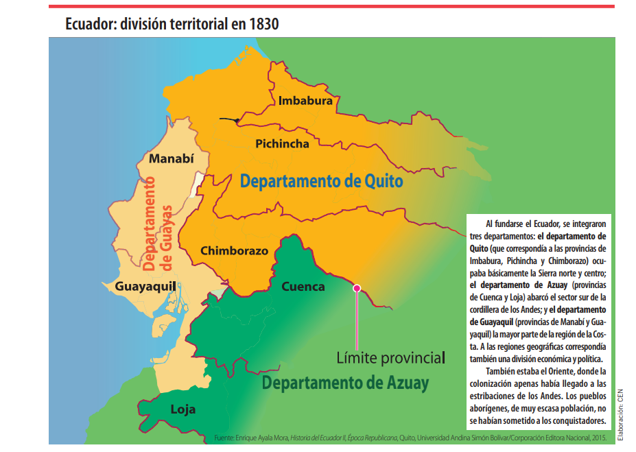 Ecuador DivisiÓn Territorial En 1830 