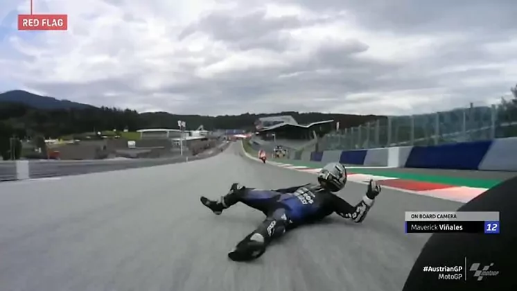 Otro accidente fuerte en MotoGP: Maverick Viñales se tira de la moto en plena recta a 210 km/h porque no le iban los frenos