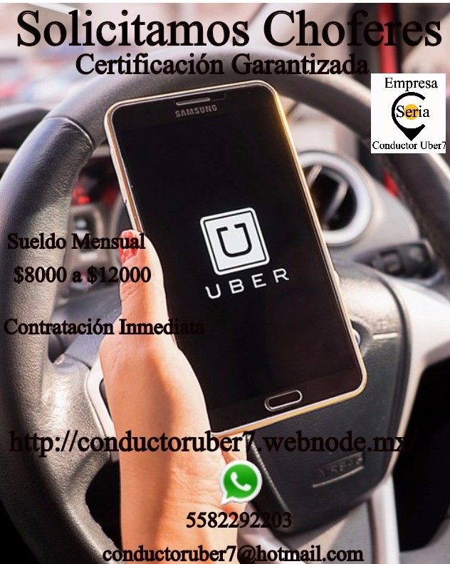 ESTAMOS CONTRATANDO CONDUCTORES PARA UBER 