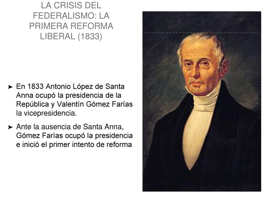 Primer gobierno de Antonio López de Santa Anna, Valentín Gómez Farías y las primeras reformas liberales.