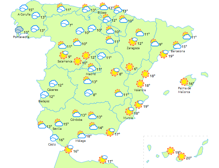 Caída repentina de frío en España