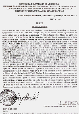 EDICTO DIVORCIO 185 A CC , EXP N° S-21-2021, PUBLICADO EL 20-07-2021