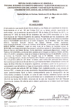 EDICTO DIVORCIO 185 CC (CARACTER VINCULANTE) EXP N° S-21-2021, PUBLICADO 22-06-2021