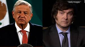 Declaraciones entre Milei y AMLO, dos ideologías políticas en pugna.