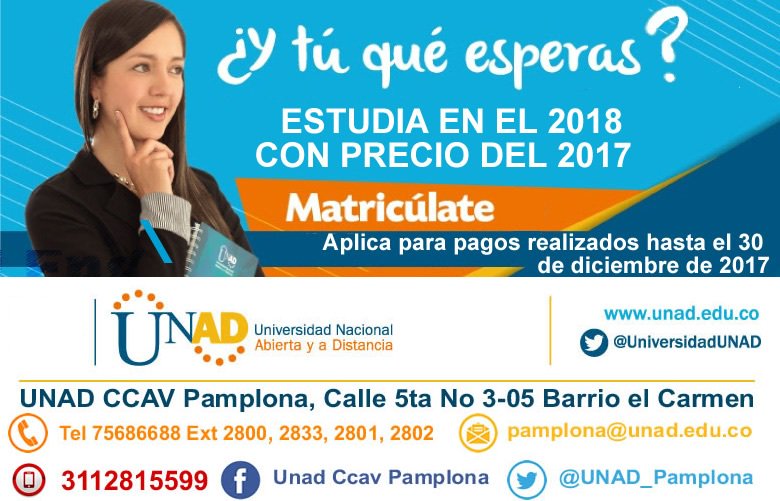 Articulo Publicitario invitando a matricularse en la UNAD