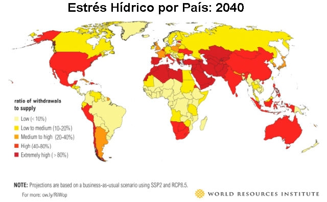 Los 33 países con más probabilidades de tener escasez de agua en 2040
